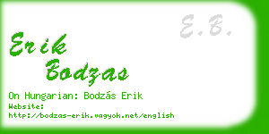 erik bodzas business card